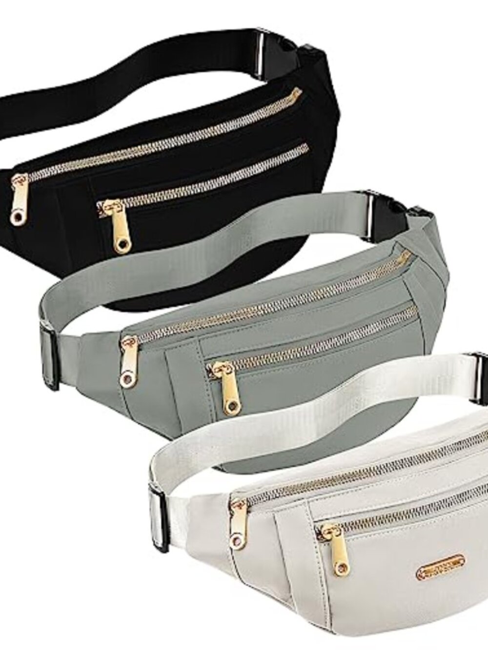 3 Pack Fanny Pack Waist Pack Nylon Polyester Adjustable Strap Running Travel